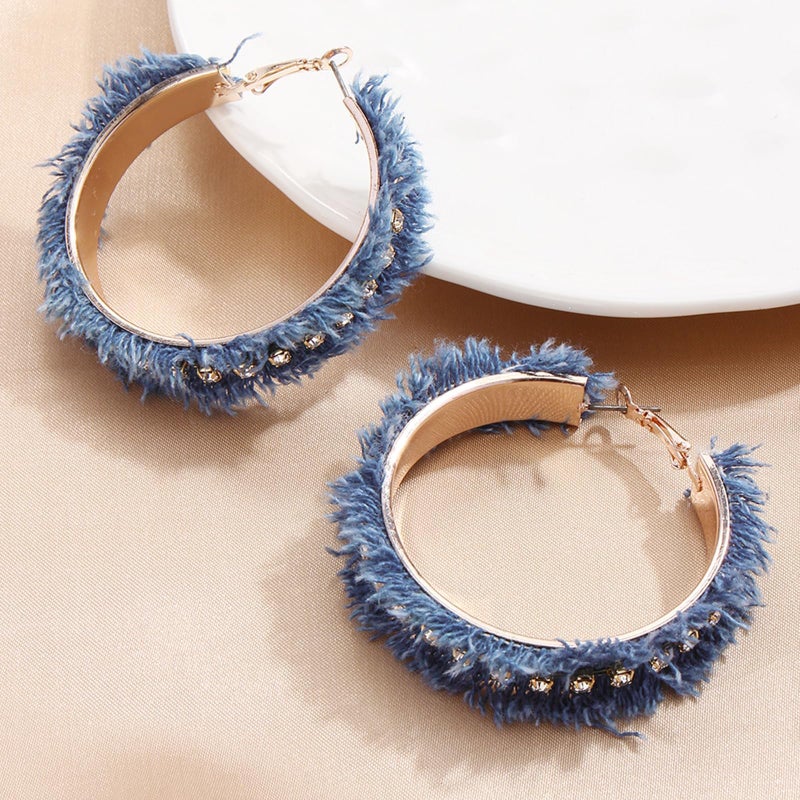 Coiris Bohemian Statement Dangle Earrings for Women Denim Leather Earrings for Women(ER1302-A) - Image 2