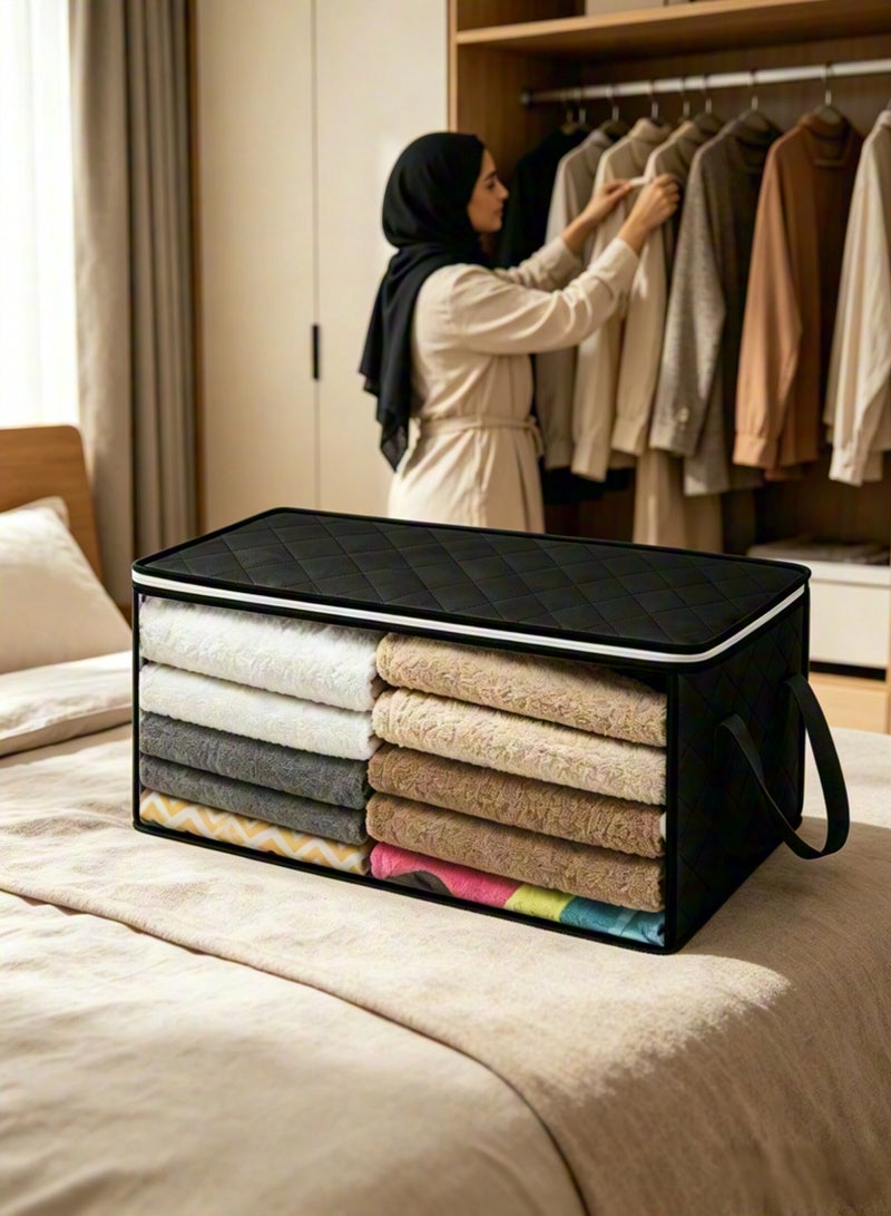 Storage Bag, Large Capacity Clothes Storage Bag Foldable Closet Organizer Clothing Storage Container with Reinforced Handle for Clothing, Blanket, Comforters, Bed Sheets, Pillow and Toys - Image 3