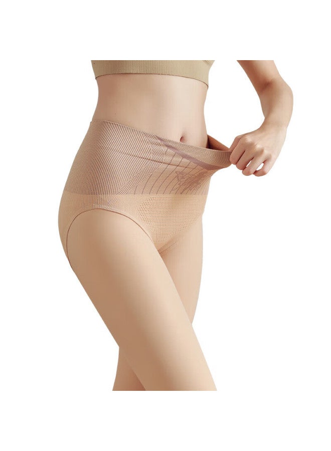 Kj Women's Bare-leg Magic Autumn Winter Nude Feeling Black Sheer Tummy Control Hip Lift Warm Black Glossy Premium Stockings