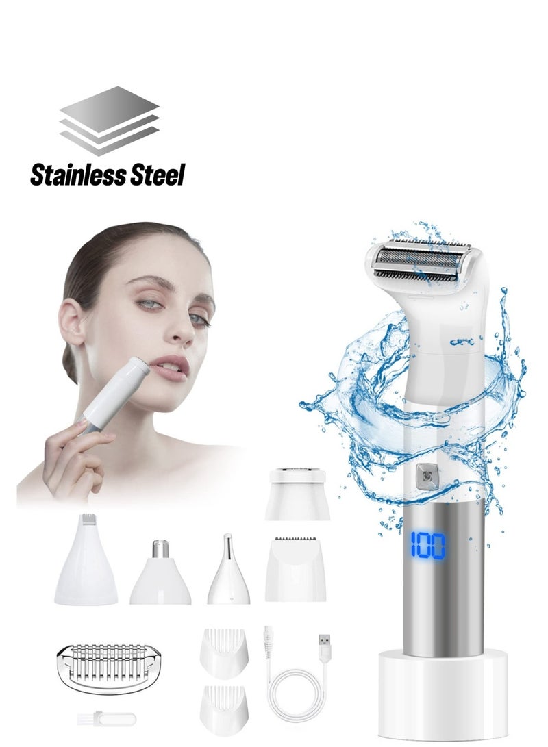SYOSI Electric Razor Kit for Women, Multi-Functional Bikini Trimmer for Women Pubic Hair Nose Eyebrow Face Legs Portable Womens Shaver Cordless 6 in 1 Women's Grooming Set - Image 1