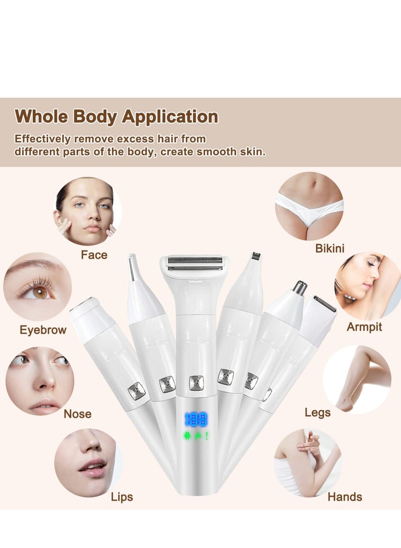SYOSI Electric Razor Kit for Women, Multi-Functional Bikini Trimmer for Women Pubic Hair Nose Eyebrow Face Legs Portable Womens Shaver Cordless 6 in 1 Women's Grooming Set - Image 2
