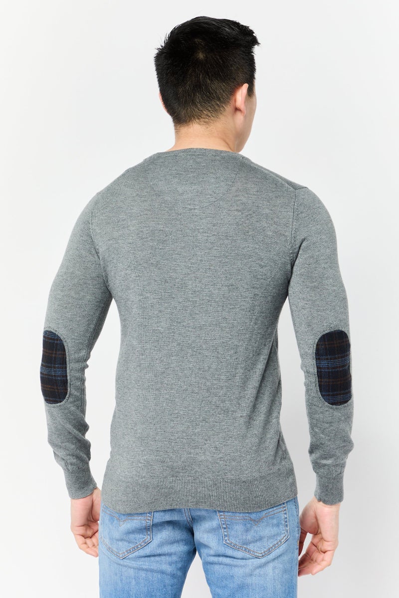 Harmont & Blaine Harmont  Blaine Jeans Men Crew Neck Long Sleeve Embroidered Logo Sweatshirt, Heather Grey - Image 4