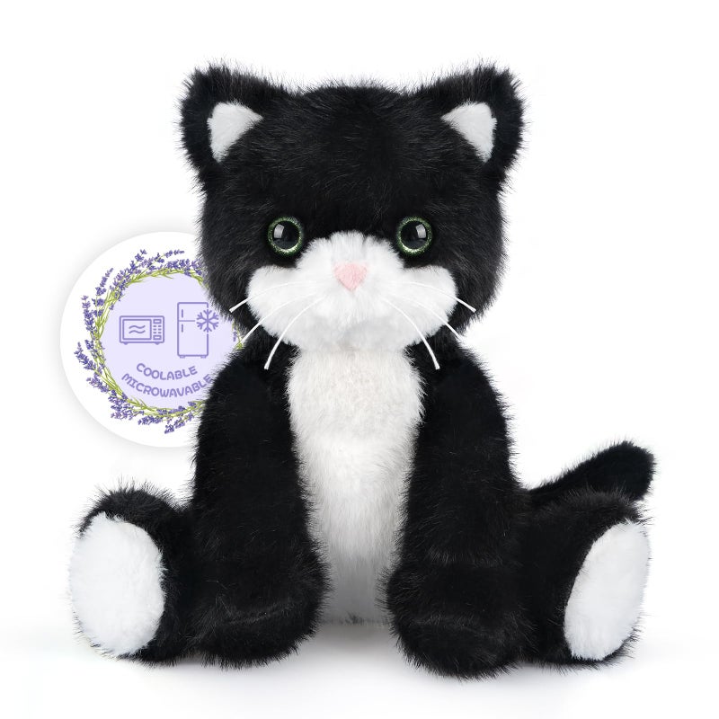 SuzziPals Heatable Coolable Black and White Cat Stuffed Animal Cat Heating Pad Microwavable for Soothing Relaxation Lavender Scented Tuxedo Cat Plush Toy for Stress Relief Cat Toys for Kids - Image 3