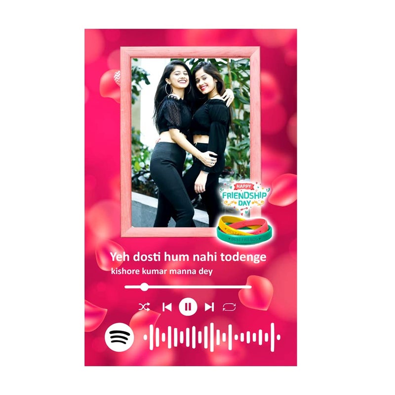 Deep Prints لوحة سبوتيفاي مخصصة مع قاعدة قابلة للإزالة إطار مطبوع مخصص مع رمز قابل للمسح هدية عيد ميلاد ذكرى مناسبة خاصة أكريليك 5X8 بوصة يوم الصداقة طاولة - Image 5