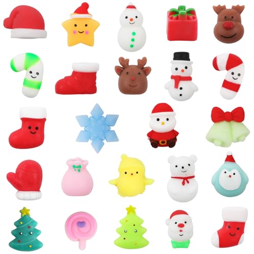 DERAYEE 24 Pcs Christmas Mochi Squishy Toys Stress Reliever Fidget Toys Bulk for Kids Boys Girls Party Favors Stocking Stuffers Goodie Bags Fillers Classroom Prizes - Image 1