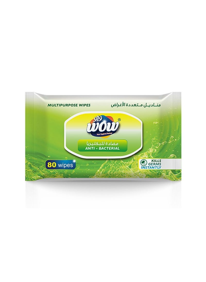 WOW - Multipurpose Antibacterial Wipes 80 Sheets - Image 1