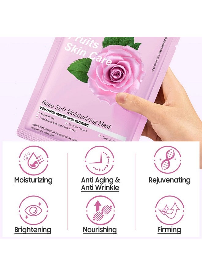 Jakuva 12Pcs Deeply Moisturizing Facial Maskscollagen Face Mask Facial Patches For Antiaginganti Wrinkle & Face Skincarefirm Skin Softening Facial Padsrose Pink - Image 4
