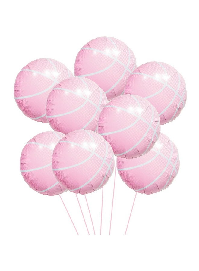 CYMYLAR 8pcs pink basketball balloons for basketball birthday party decorations,sports theme bitrhday party decorations balloons for girl.  - Image 1