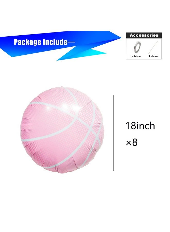 CYMYLAR 8pcs pink basketball balloons for basketball birthday party decorations,sports theme bitrhday party decorations balloons for girl.  - Image 2