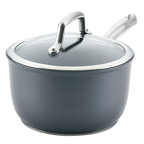 Anolon Anolon Accolade Forged Hard Anodized Nonstick Sauce Pan  Saucepan with Lid 25 Quart  Moonstone Gray 