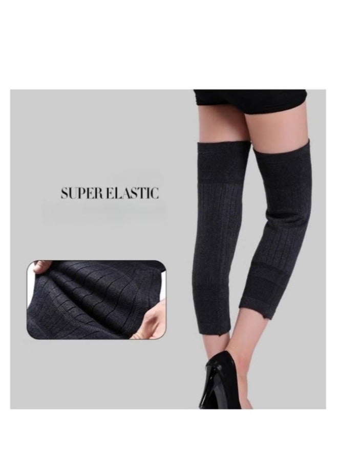 Unisex Winter Warm Thicken Cashmere Wool Knee Brace Support Pads Leg Warmers Thin Knee Sleeves for Men and Women Sports and Daily Wear (Dark Grey) - Image 4