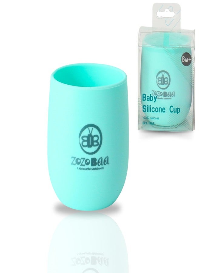 ZoZoBaa Silicone Baby Drinking Cup with Easy Grip | Multipurpose Tiny Cups for Infants First Stage Training | Bpa-Free, Unbreakable Non Sippy Cup for Toddlers (Mint Green) - Image 1