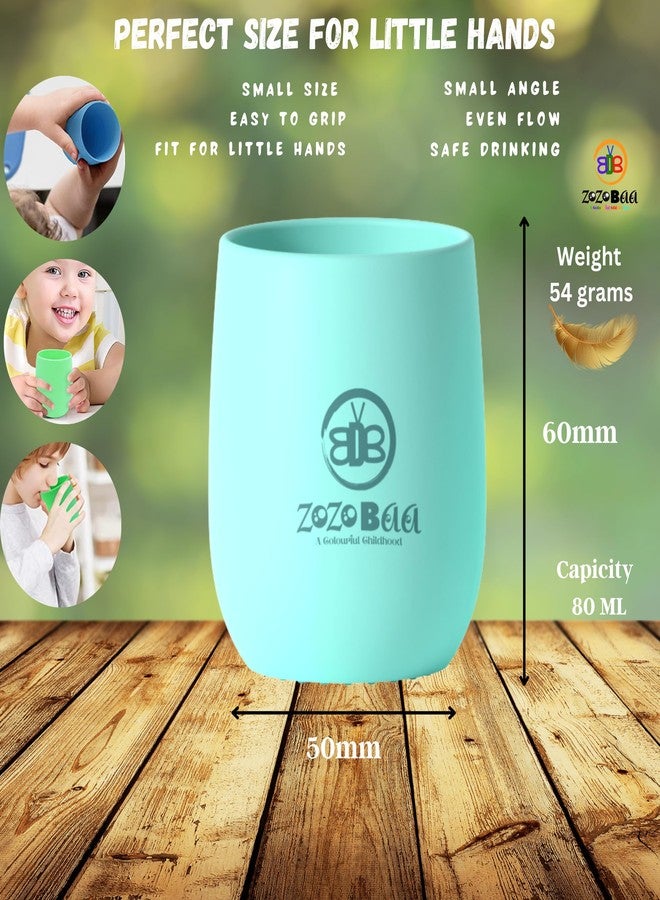ZoZoBaa Silicone Baby Drinking Cup with Easy Grip | Multipurpose Tiny Cups for Infants First Stage Training | Bpa-Free, Unbreakable Non Sippy Cup for Toddlers (Mint Green) - Image 2