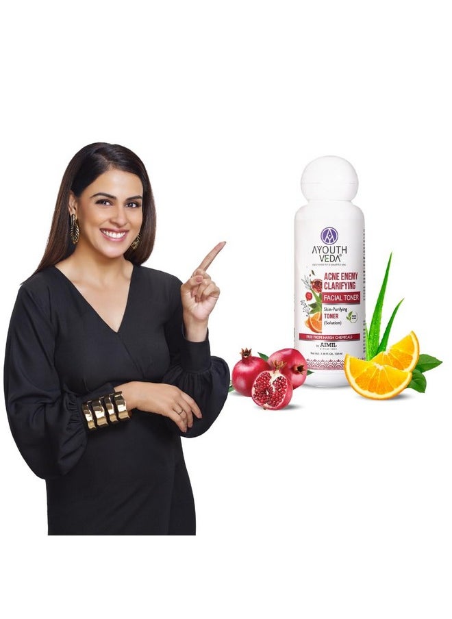 AYOUTHVEDA Acne Enemy Clarifying Facial Toner | Powered With Pomegranate Extract, Hydrating Rose Water & Refreshing Peppermint | Tightens Pore & Makes Skin Even Tone (Pack Of 1; 100Ml)  - Image 1