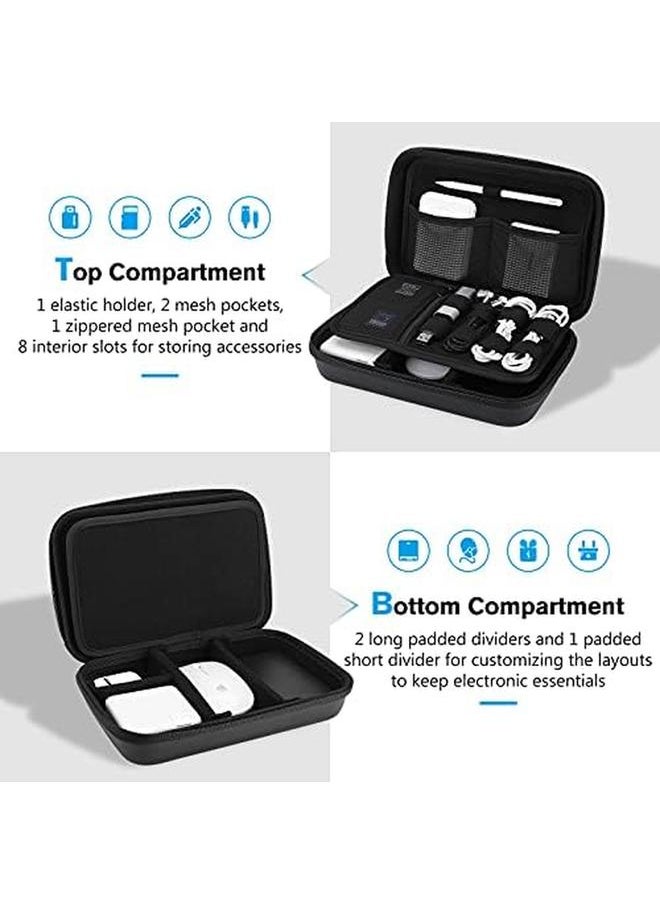 Procases - Hard Travel Electronic Organizer Case For Macbook Power Adapter Chargers Cables Power Bank Apple Magic Mouse Apple Pencil Usb Flash Disk Sd Card Small Portable Accessories Bag Black - Image 1