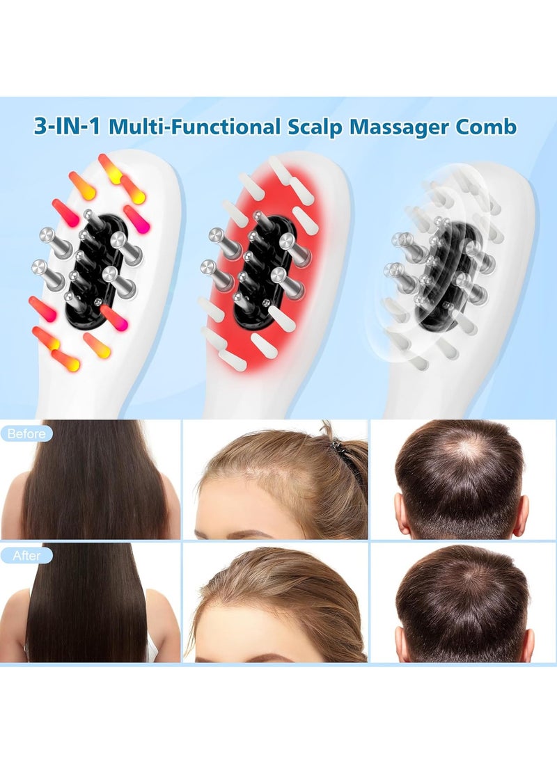 general Cordless Head Massager Electric  3 in 1 Scalp Applicator Massagers with Red Light 5Gears Adjustable Vibration USB Removable Rechargeable Hair Oil Comb - Image 3