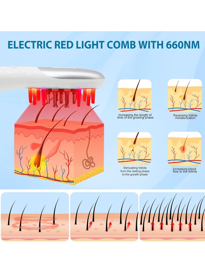 general Cordless Head Massager Electric  3 in 1 Scalp Applicator Massagers with Red Light 5Gears Adjustable Vibration USB Removable Rechargeable Hair Oil Comb - Image 4