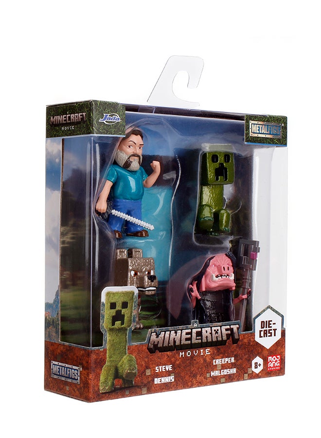 Jada Toys Minecraft Movie 4-Pack 2.5 Inch Figures,Collectible Metal Figures (Steve, Malgohsa, Wolf, Creeper) for Fans and Children from 8 Years, - Image 2