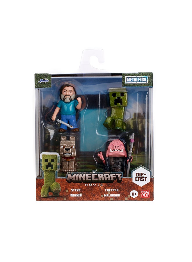 Jada Toys Minecraft Movie 4-Pack 2.5 Inch Figures,Collectible Metal Figures (Steve, Malgohsa, Wolf, Creeper) for Fans and Children from 8 Years, - Image 3