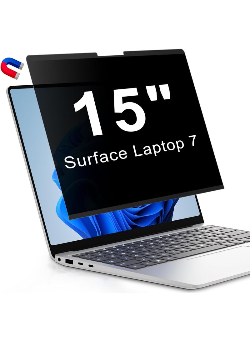 Magnetic Privacy Screen for Microsoft Surface Laptop 7 15 inch (Model:2037 2108), Surface Laptop Privacy Film Filter All Round Anti Peeping Blue light Glare Screen Protector - Image 1
