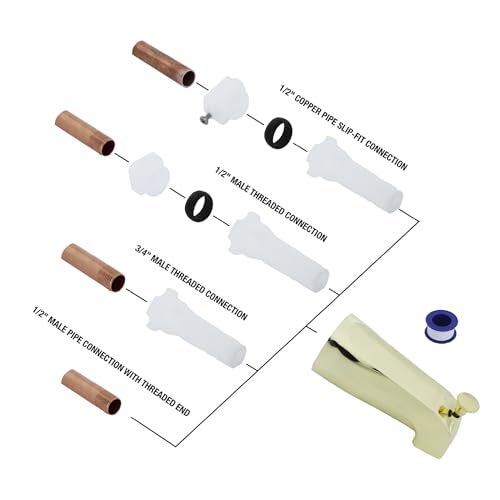 DANCO Universal Tub Spout with Diverter, Polished Brass, 1-Pack (89265) - Image 3