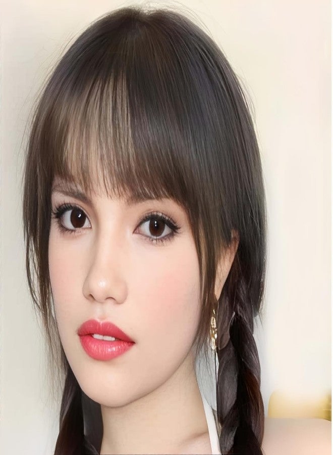 FFZDENA Front Hair Extensions for Women, 3D French Air Bangs Hair Extensions, Hair Topper for Women Thin Hair, Black Hair Extensions for Instant Hairstyle Change, Natural Look Special Occasions - Image 4