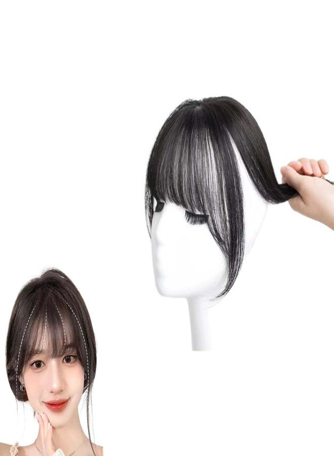 FFZDENA Front Hair Extensions for Women, 3D French Air Bangs Hair Extensions, Hair Topper for Women Thin Hair, Black Hair Extensions for Instant Hairstyle Change, Natural Look Special Occasions - Image 1