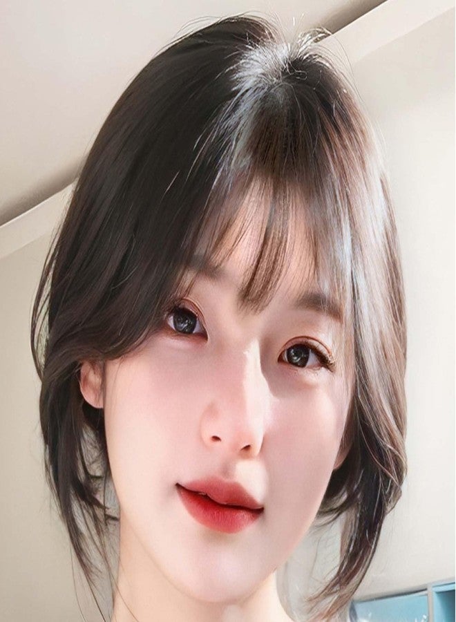 FFZDENA Front Hair Extensions for Women, 3D French Air Bangs Hair Extensions, Hair Topper for Women Thin Hair, Black Hair Extensions for Instant Hairstyle Change, Natural Look Special Occasions - Image 5