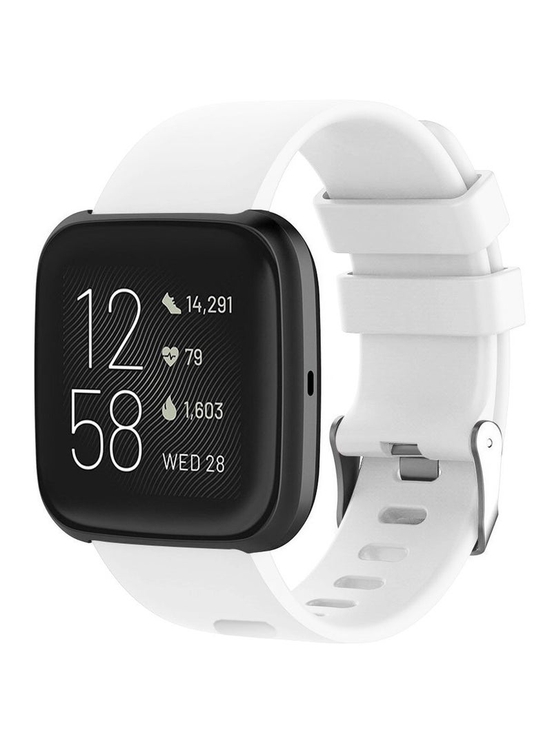CATANES Fitbit Versa2/Versa Lite/Versa Band Soft Silicone Replacement Watch Strap White - Image 2