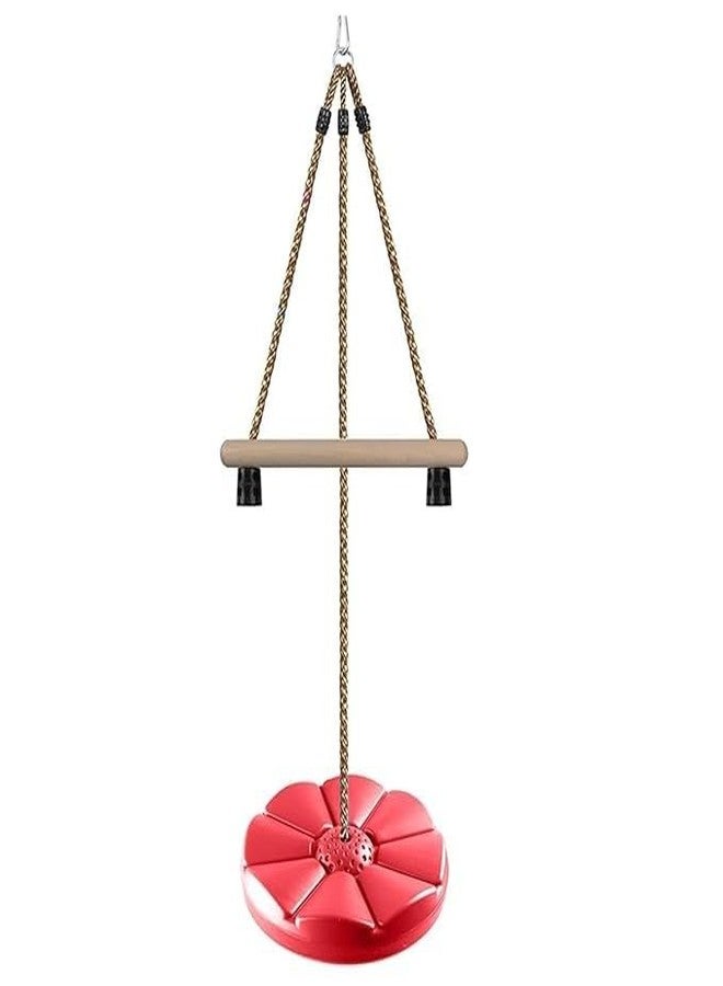 CHARMING TREASURES Monkey Bar Swing for Kids, Disc Swing for Kids, Swing Set Accessories, Tree Swing for Backyard, 7FT Height Adjustable Playground Accessories for Boys Girls Red - Image 1