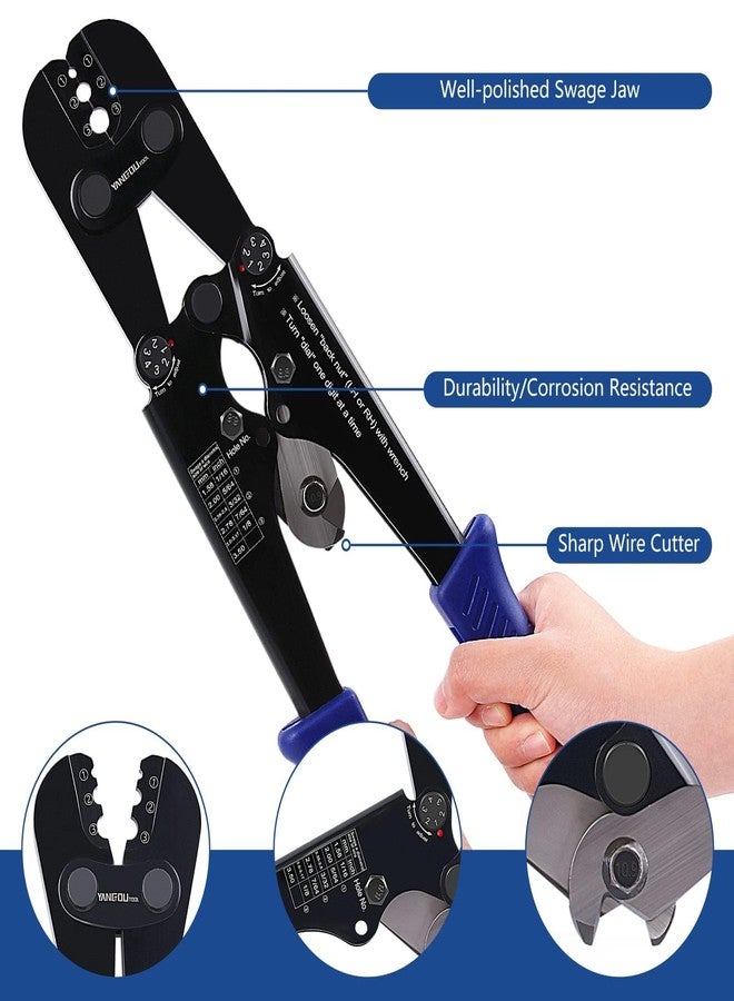 Yangoutool Wire Rope Crimping Tool Kit 1/8 inch/3mm for Steel Cable Swaging Cutting With 100 Ferrule Aluminum Oval Double Barrel Sleeves and 50 Loop Thimbles for Fence Rigging Lifting and Fishing - Image 3
