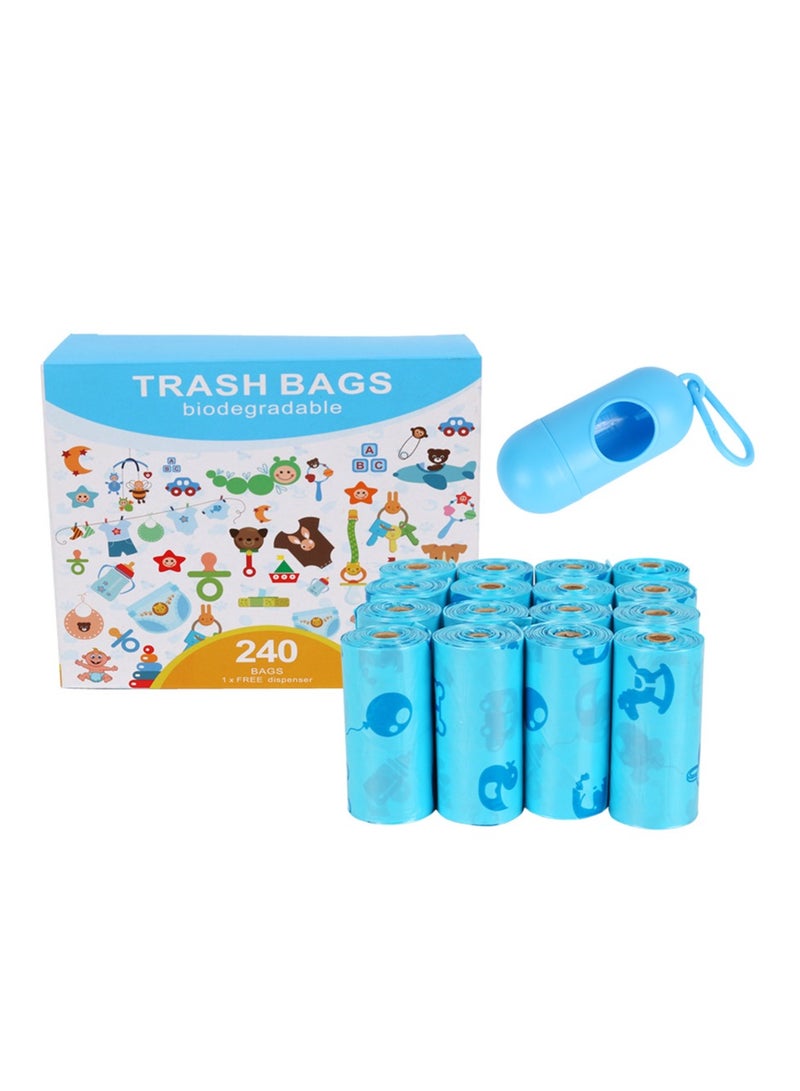 general Disposable Baby Diaper Bags, 16 Rolls/240 Bags, Diaper Bags, Biodegradable Garbage Bags with Dispenser, Compostable Baby Poop Bags, Diaper Bags - Image 1