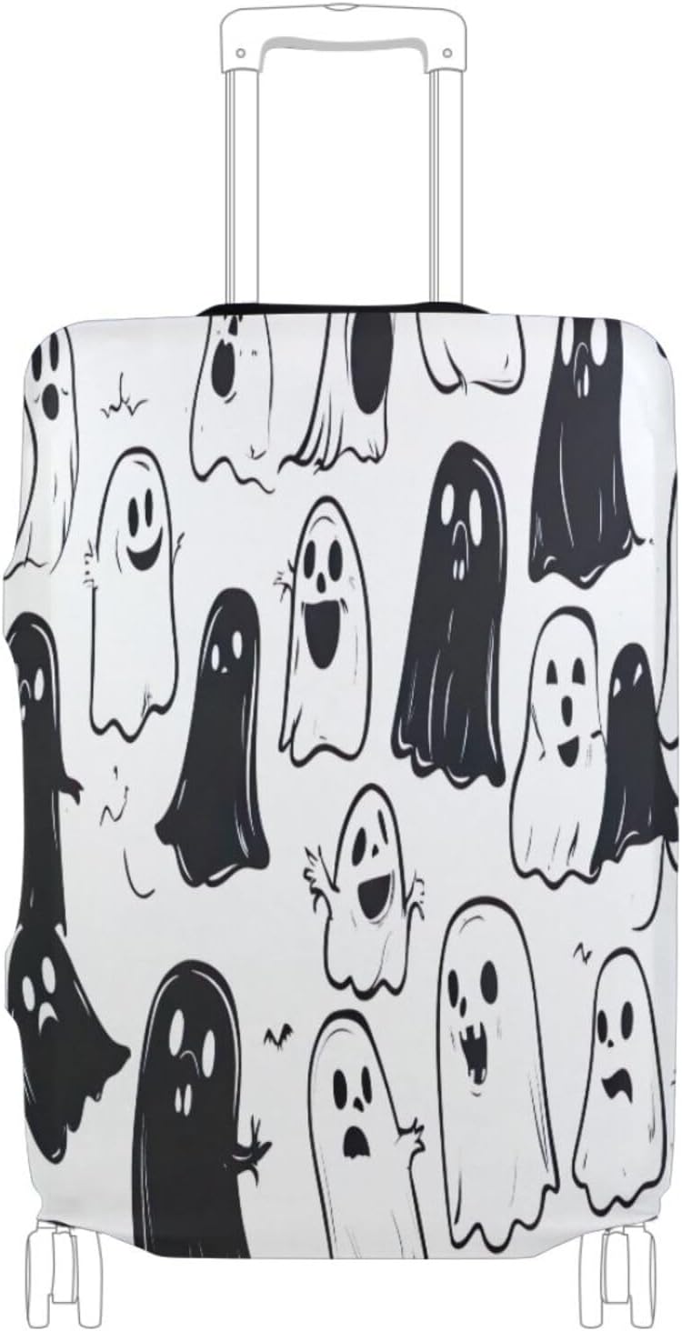 Cute Halloween Cartoon Pattern Luggage Cover for Suitcase, Elastic Travel Protector with Zipper, Washable Anti-Scratch Dustproof Luggage Sleeve Fits 22-24 Inch - Image 1