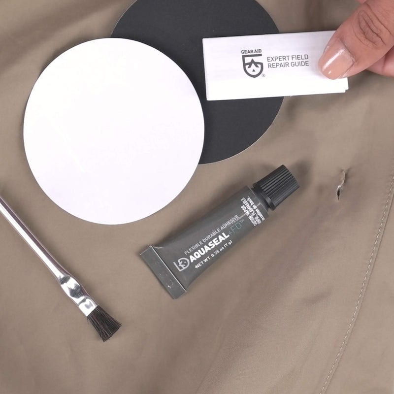 GEAR AID Aquaseal FD Wader and Boot Repair Kit â€“ Waterproof 0.25 oz Adhesive with Two Tenacious Tape Hex Patches (2.5" x 2.8", Black and Clear) for Fixing Holes in Neoprene, Breathable Waders, Boots, and Outdoor Gear - Image 2