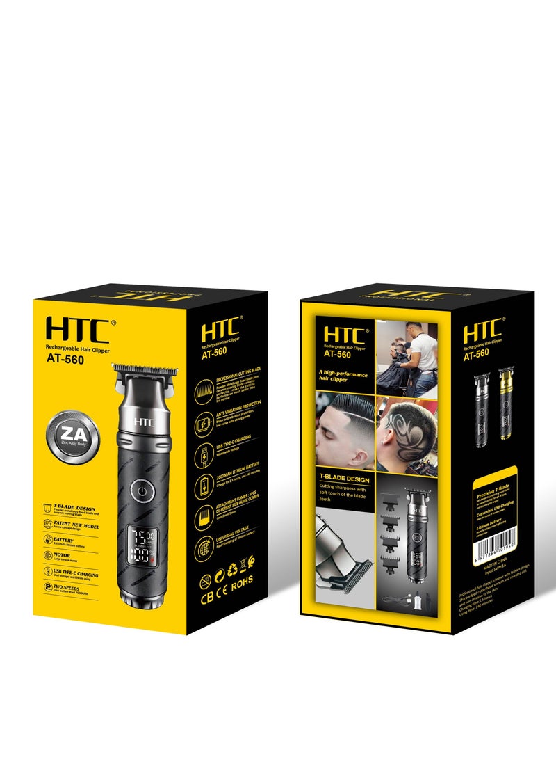 HTC AT-560 Professional Barber Powder Metallurgy Hair Clipper Zinc Alloy Body Hair Trimmer - Image 3