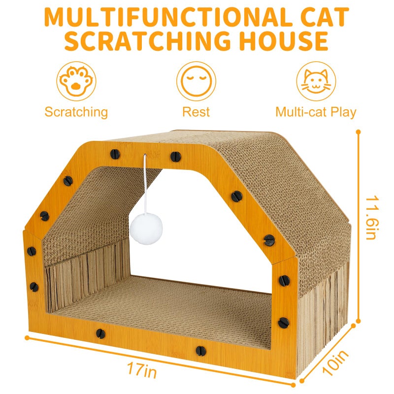 TIMIEEYA Cardboard Cat House - Large Cardboard Cat Scratcher Cozy Cats Lounger as Tunnel and Sofa, Cat Scratcher for Indoor Cats, Safe & Secure - Image 2