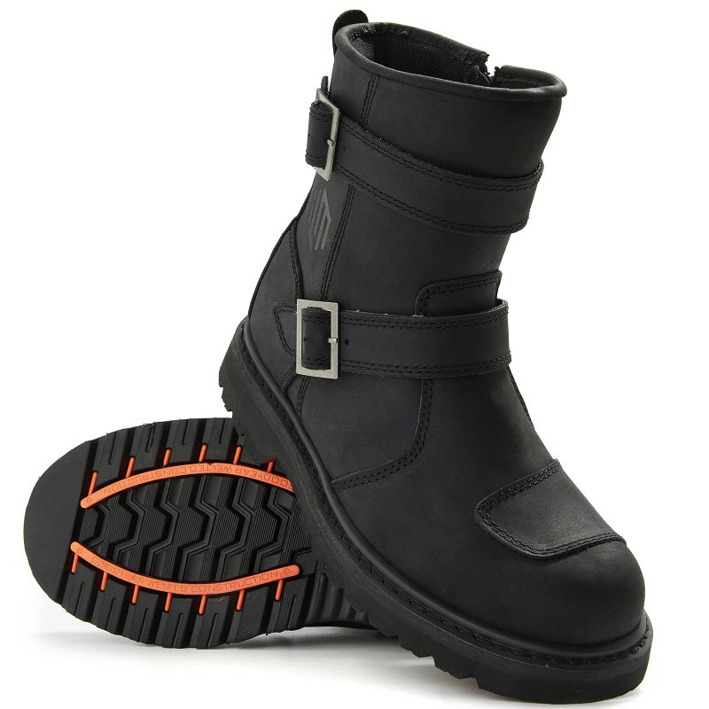 ILM Leather Motorcycle Boots Men Women with Side Zipper Protective Footwear Motorcycle Riding Boots for Combat Tactical Hiking WorkingBlack 9