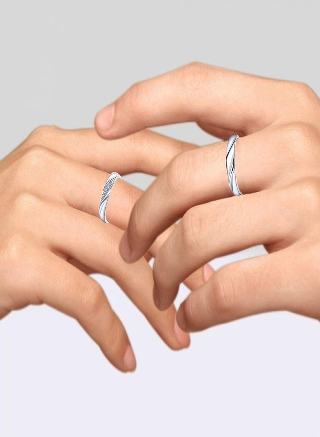 Mahi Metal Alloy Crystal Elegant Couple Adjustable Ring with Rose Box for Men and Women (FRCO5103111RBX), white - Image 2