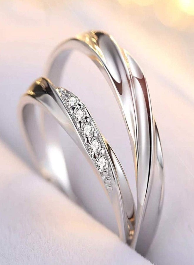 Mahi Metal Alloy Crystal Elegant Couple Adjustable Ring with Rose Box for Men and Women (FRCO5103111RBX), white - Image 4