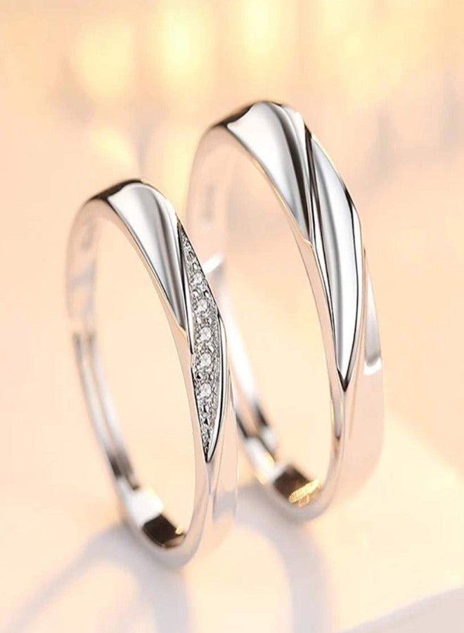 Mahi Metal Alloy Crystal Elegant Couple Adjustable Ring with Rose Box for Men and Women (FRCO5103111RBX), white - Image 5
