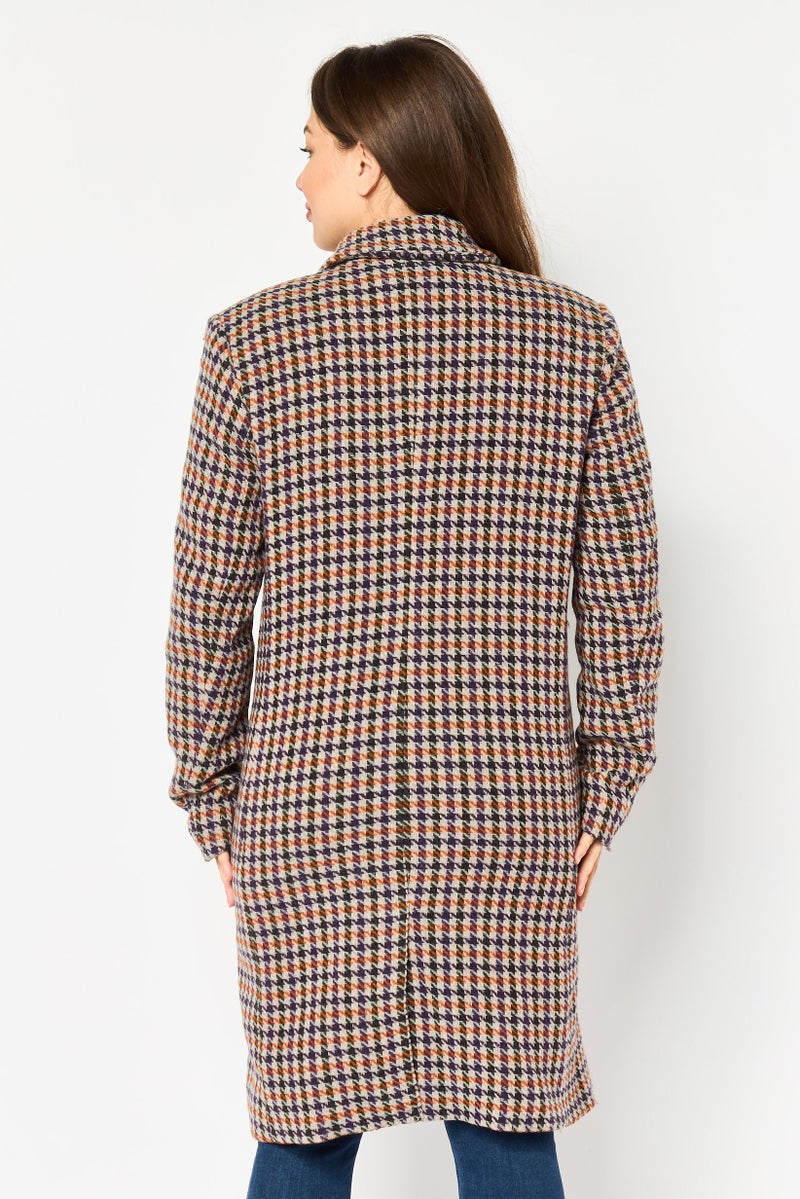 promod Gisele By Promod Women Houndstooth Print Trench Coat, Multicolor - Image 4