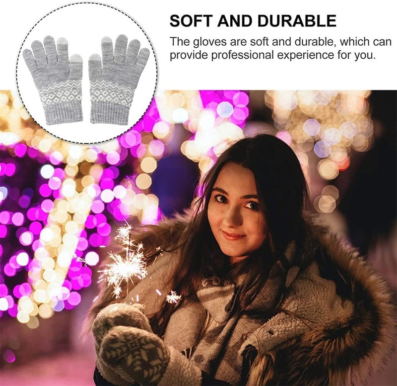 Luckam Women's Winter Touch Screen Gloves, Warm Fleece Lined Knit Gloves Elastic Cuff Winter Texting Gloves, Unisex Winter Warm Windproof Solid Color Knitted Mittens, Gloves with Touchscreen Fingers (Grey) - Image 5