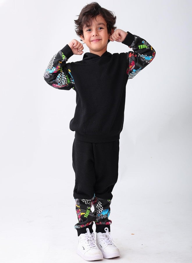 ANTHRILO TRUCK COLOR BLOCK BOYS FLEEE HOODIE JOGGER SET - BLACK | 2-3 YEARS - Image 5