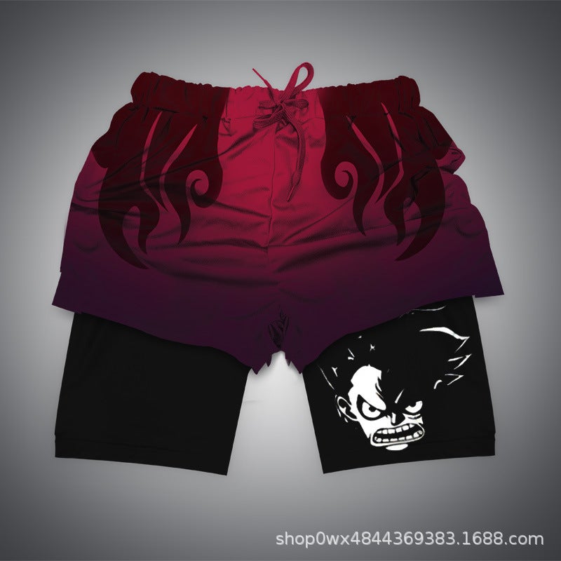 Huo Ying Series Shorts 3D Digital Printing Dragon Ball Double Layer Beach Pants E-Commerce Supply - Image 1