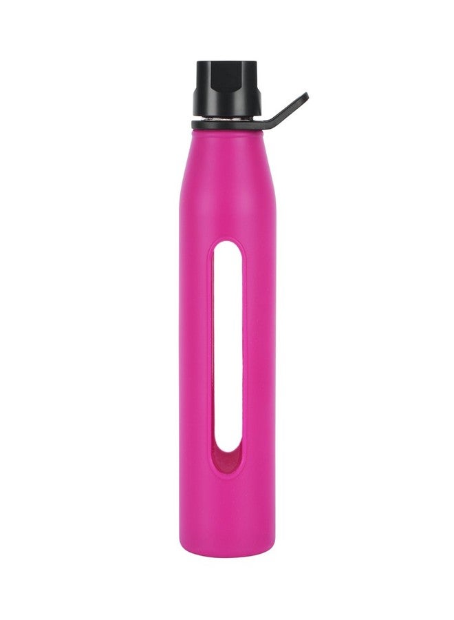 Takeya 22 Ounce Classic Glass Water Bottle with Silicone Sleeve and Twist Cap, Fuchsia - Image 1
