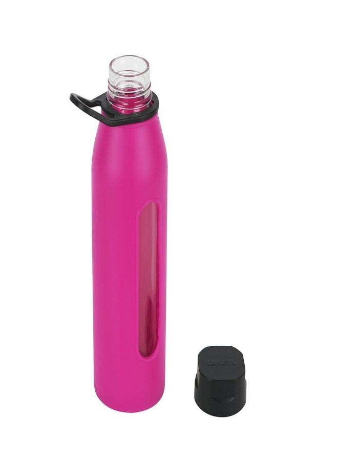 Takeya 22 Ounce Classic Glass Water Bottle with Silicone Sleeve and Twist Cap, Fuchsia - Image 4