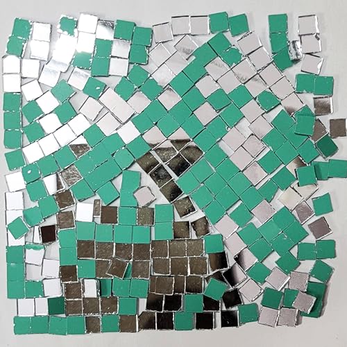 INDIKONB Silver Glass Pieces for Crafts & Lippan Art | Shiny Mirror Materials for Mandala, Jewelry, and DIY Art (Square S) - Image 1