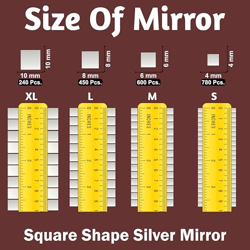 INDIKONB Silver Glass Pieces for Crafts & Lippan Art | Shiny Mirror Materials for Mandala, Jewelry, and DIY Art (Square S) - Image 3