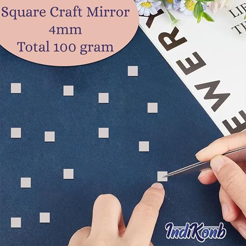 INDIKONB Silver Glass Pieces for Crafts & Lippan Art | Shiny Mirror Materials for Mandala, Jewelry, and DIY Art (Square S) - Image 4