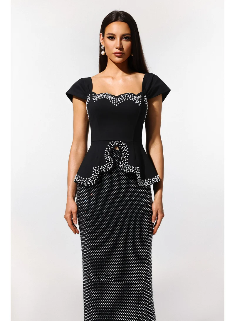 Vercia Off-The-Shoulder Diamond Bandage Maxi Dress